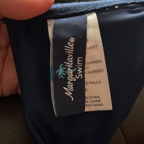 Margaritaville  Swim Navy and Coral Padded Bikini Top - Picture 3 of 5